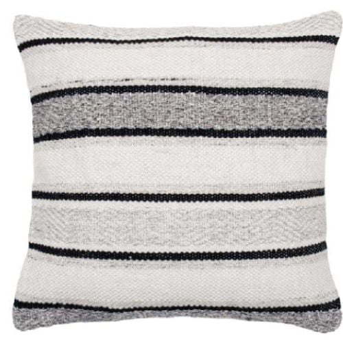 Element striped cushion 18''x18'' - Black,Grey & natural stripe