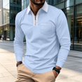 thumbnail image 2 of Lumtrix Men's Polo Shirts 1/2 Zip Long Sleeve Classic T-Shirts Casual Golf Shirts Stylish Collared Tee Light Blue L, 2 of 10