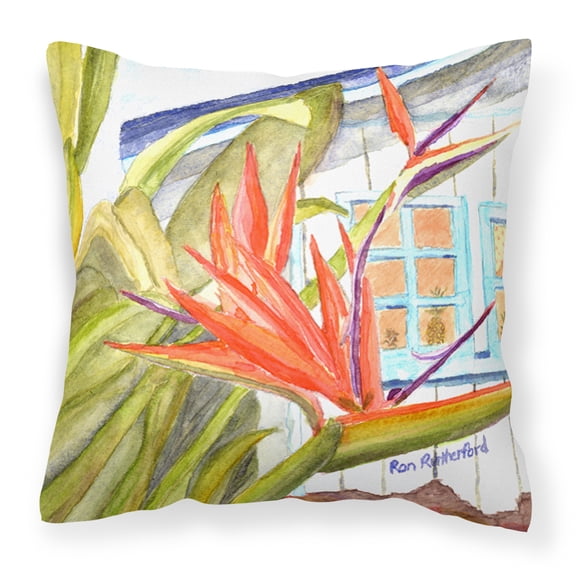 Carolines Treasures RDR2005PW1414 Flower - Bird of Paradise Fabric Decorative Pillow, 14Hx14W, multicolor