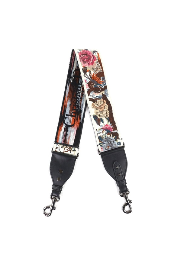 Pre-Owned Christian Dior canvas and leather shoulder bag with floral embroidery logo...
