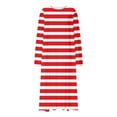 thumbnail image 6 of FRSASU Womens Nightgown Long Sleeve Night Stripe Color Blocking Printing Dress Long Sleepwear Gown Red L(L), 6 of 6