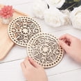 thumbnail image 3 of Walbest 2Pcs Crochet Wood Bases Unpainted Floral Pattern Round Hollow Knitting Wooden Basket Bottoms for Embroidery, 3 of 7