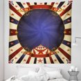 thumbnail image 1 of Vintage Tapestry, Circus Theme Retro Carnival Tent Ribbon Poster Like Image Illustration, Fabric Wall Hanging Decor for Bedroom Living Room Dorm, 5 Sizes, Pale Yellow Navy Blue, by Ambesonne, 1 of 1