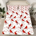 thumbnail image 2 of Feelyou Kawaii Robin Queen Sheet Sets for Kids, Christmas Bird Animal Flat Sheet, Branches Plant Queen Fitted Sheet, Luxury Bedroom Decor, 4-Piece, 2 of 7
