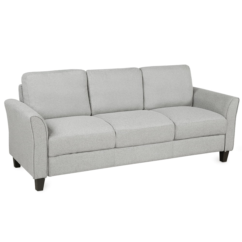 Kadyn Modern 3-Seat Apartment Sofas Couch, Upholstered Sofa with Wood Legs, Futon Sofa for Living Room, Light Gray