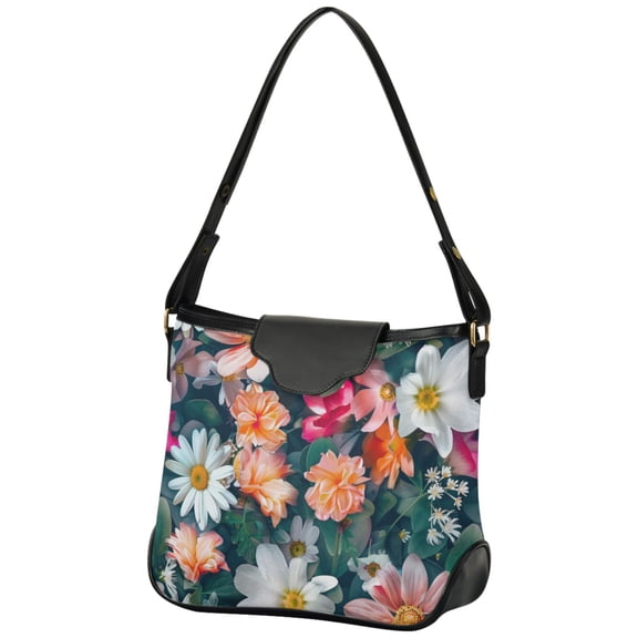 ALAZA Women Hobo Shoulder Handbag Fresh Flowers Print Tote Bag Large Capacity Purse