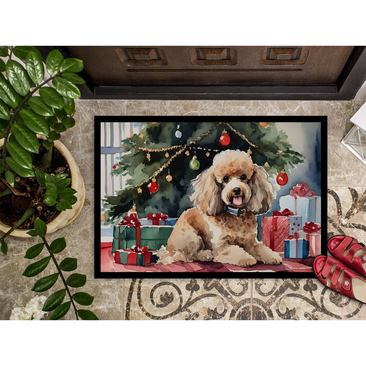 Carolines Treasures DAC2726MAT 18 x 27 in. Poodle Cozy Christmas Doormat
