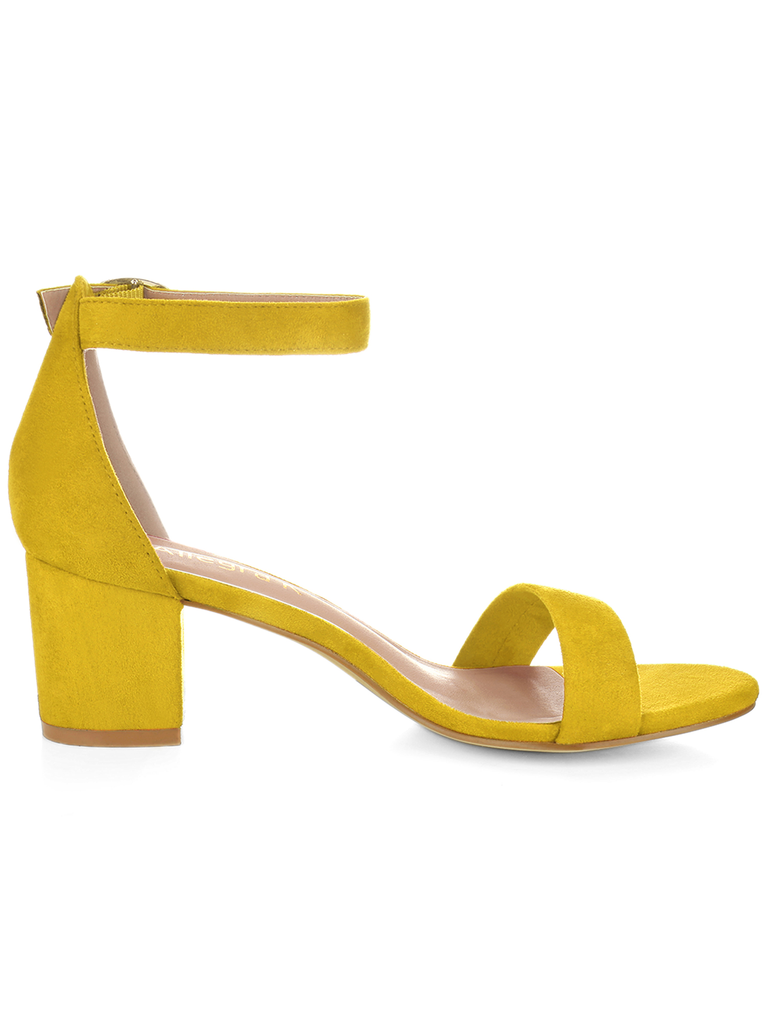 DARING DIVA Women's Open Toe Block Heel Ankle Strap Sandals Yellow 7