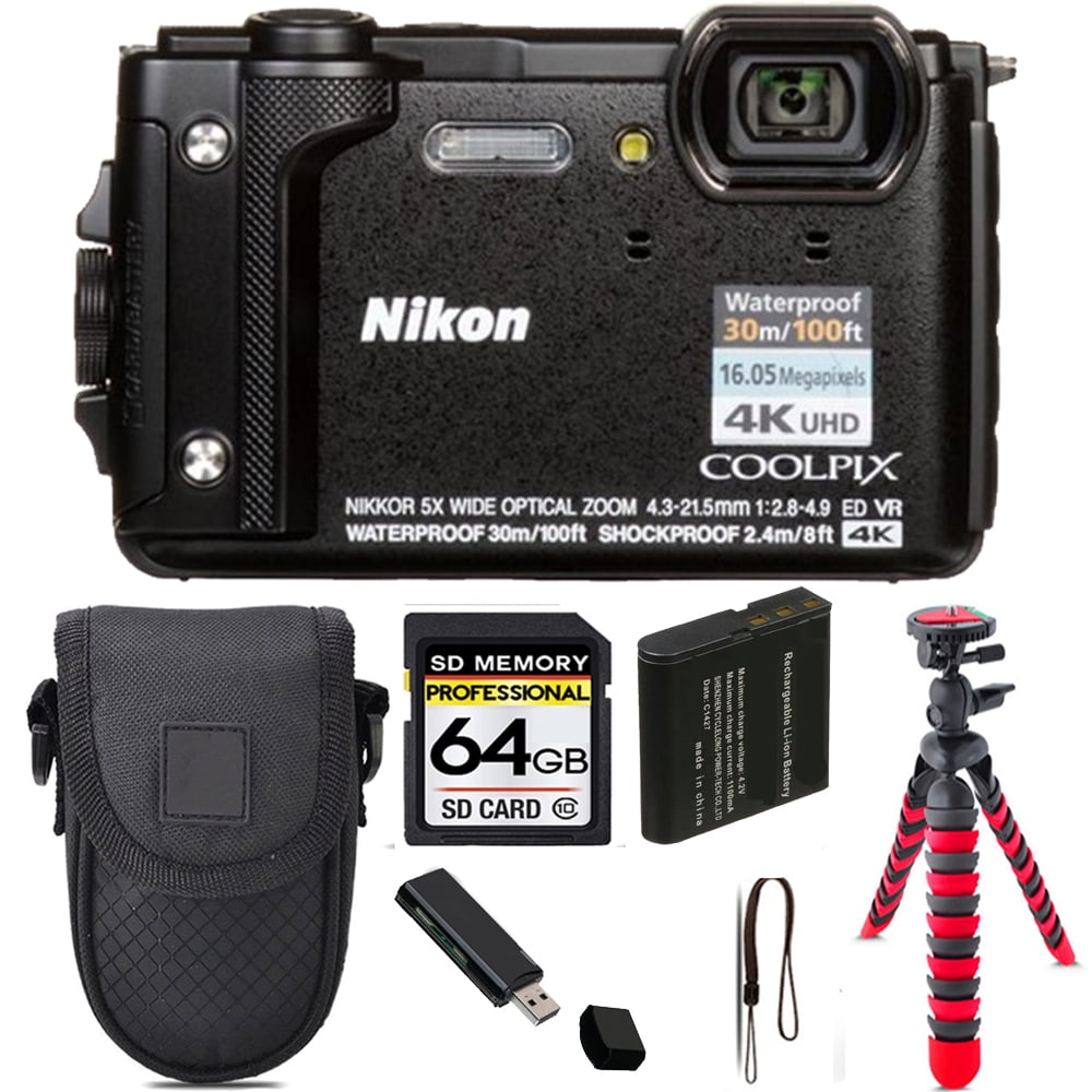 Nikon COOLPIX W300 Camera (Black) + Tripod + Case - 64GB Kit