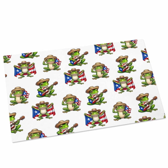 Guitarist Frogs Door Mat 16x24 Inch Funny Cute Green Cartoon Frog Red Blue American Flag Entryway Rug with Non-Slip Rubber, Front Door Mat Indoor Floor Mats for Living Room Bathroom Bedroom