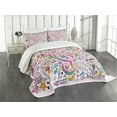 thumbnail image 3 of Ambesonne Pink Quilted Bedspread Set 3 Pcs, Music Clef Groovy Doodles, King Size, Multicolor, 3 of 5