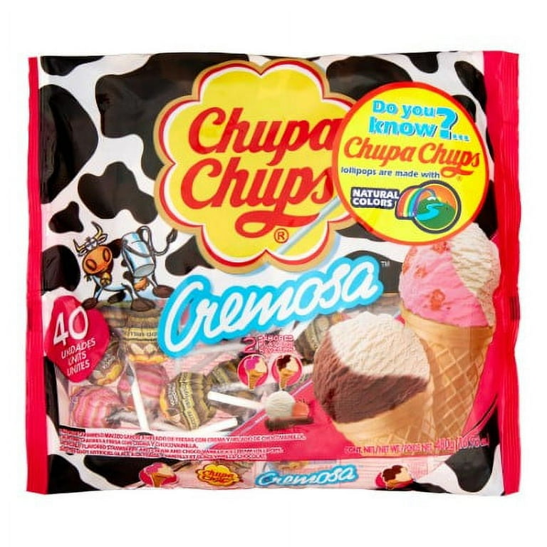 Chupa Chups Cremosa 2 Assorted Creamy Flavors Pops, 16.9 Oz, 40 Count Packet