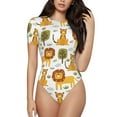 thumbnail image 1 of Balery Tiger Lion Body de cuello redondo de manga corta para mujer Tops de manga corta Tops básicos-X-Large, 1 of 7