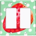 thumbnail image 6 of Metal Light Switch Plate Cover Ripe Red Strawberry Green Polka Dots FUT006, 6 of 13