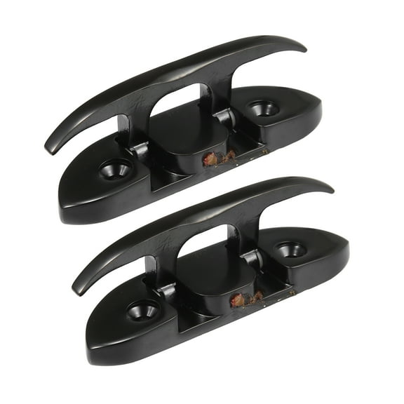 Unique Bargains 2 Pcs 5 Inch 120mm Stainless Steel Boat Flip Up Dock Cleat Flagpole Cleat Hook Deck Cleats Rope Black