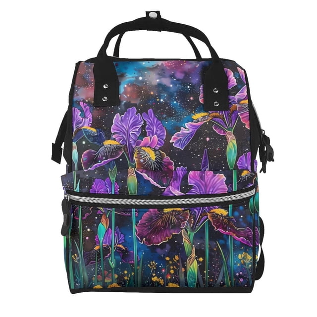 Disketp Starry Night Iris Field Mochila de Pañales de Gran Capacidad con Múltiples Bolsillos, Mochila de Viaje Multifuncional para Bebé, Unisex, Moderna y Resistente