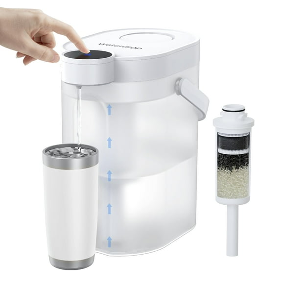 Waterdrop FreshTaste Jarra eléctrica con filtro de agua, potente dispensador recargable, reduce cloro, plomo, cobre, purifica, suaviza el agua, 17 tazas, blanco, no reduce TDS