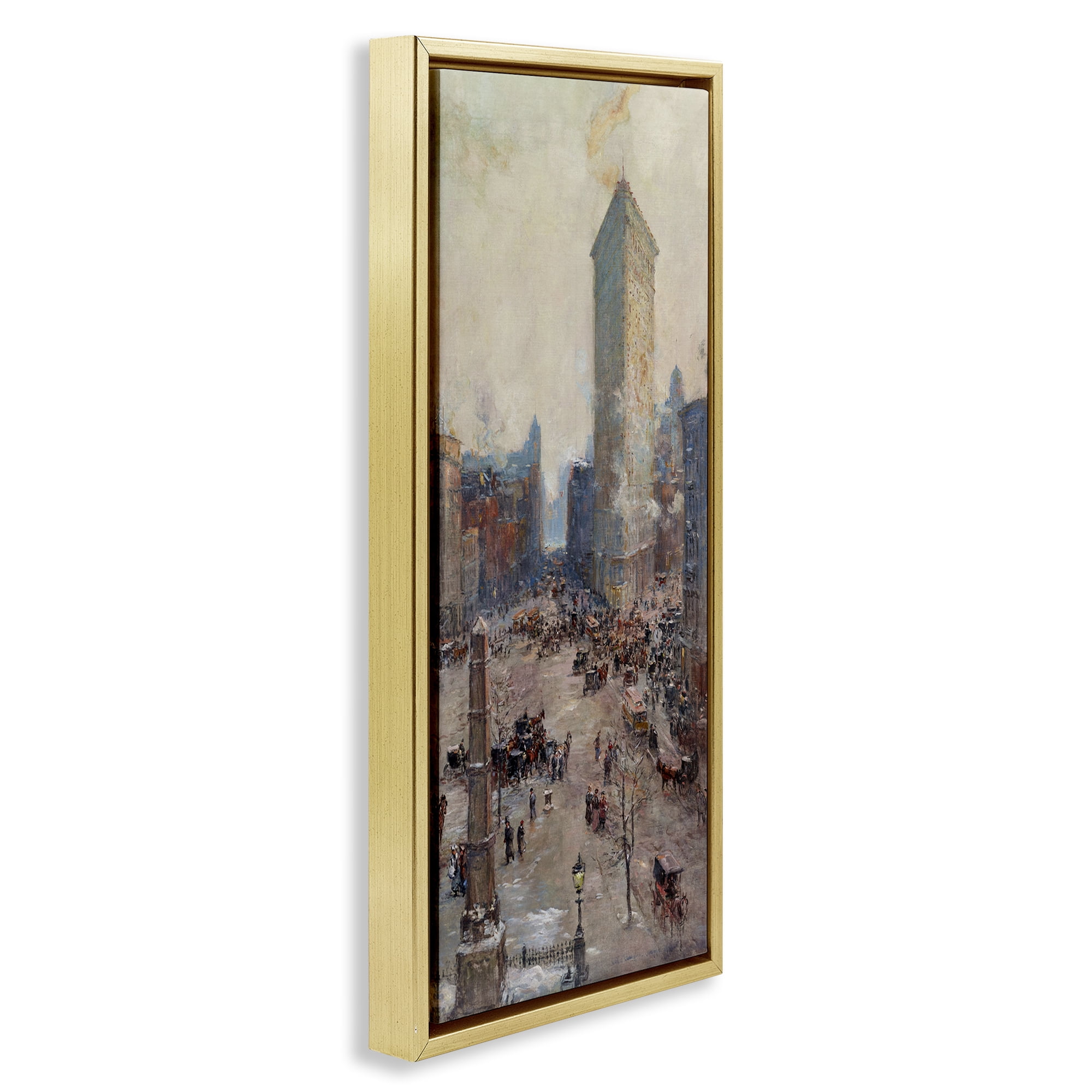 Stupell Industries Classic Cooper Cityscape Scenic & Cityscapes Painting Gold Floater Framed Canvas Art Print Wall Art, 14 x 31