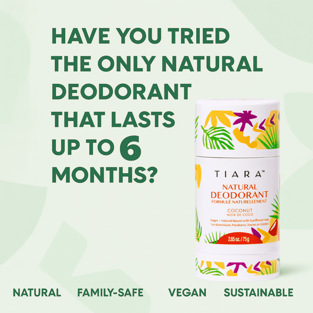 TIARA Whole Body All Natural Deodorant for Women, Aluminum Free Deodorant for Men, Safe for Kids Use All Over Body, Paraben Free, No Chemicals Vegan & Non Toxic, Travel Size (Coconut))