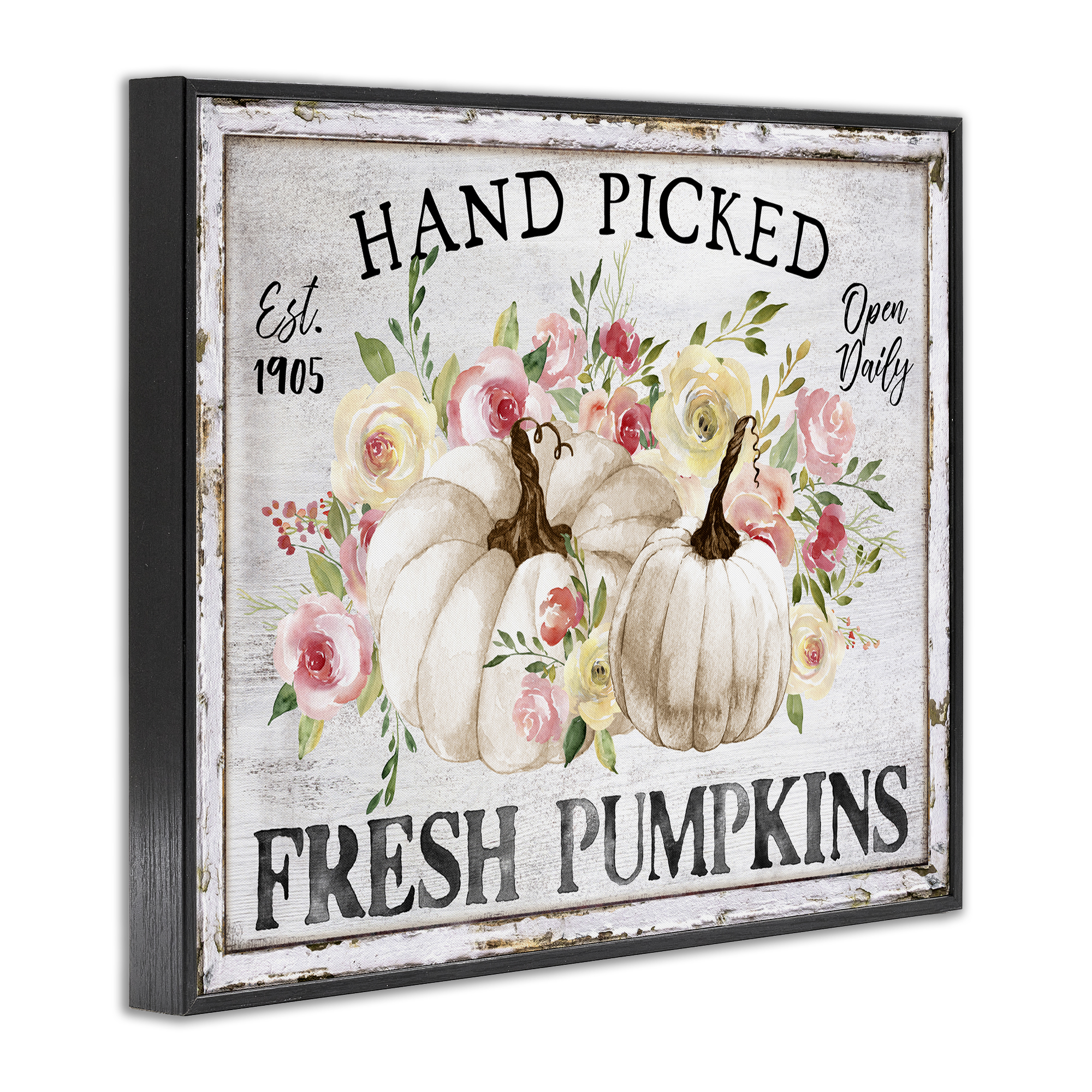 Stupell Industries Hand Picked Pumpkins Holiday Painting Black Framed Art Prints Wall Art, 30 x 24