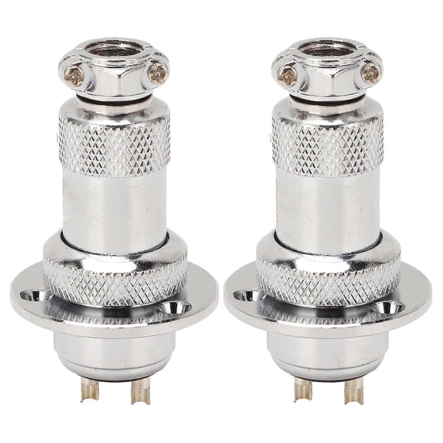 2PCS Aviation Plug Connector 2 Pin Round Zinc Based Alloy Shell Silver Plated Copper Wire Connector AC DC 250V 20mm