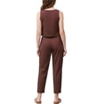 thumbnail image 5 of INSPIRE CHIC Gingham Pants Set for Women's 2 Piece Outfits Sleeveless Crop Top and Lounge Wide Leg Pants L Rust, 5 of 6