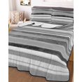thumbnail image 3 of Quilts Twin Size Bedding Set, Grey Nordic Style Stripes Lightweight Quilted Comforter, Black Gray Texture Soft Reversible Bedspread Coverlet with Pillow Covers for All Season, 68" x 86", 3 of 7