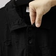 thumbnail image 4 of AHTJRT Mens Short Sleeve Polo Shirt Distressed Texture Point Collar Two Button Placket Regular Fit Fashion Leisure Tshirt Top Black 2XL, 4 of 4