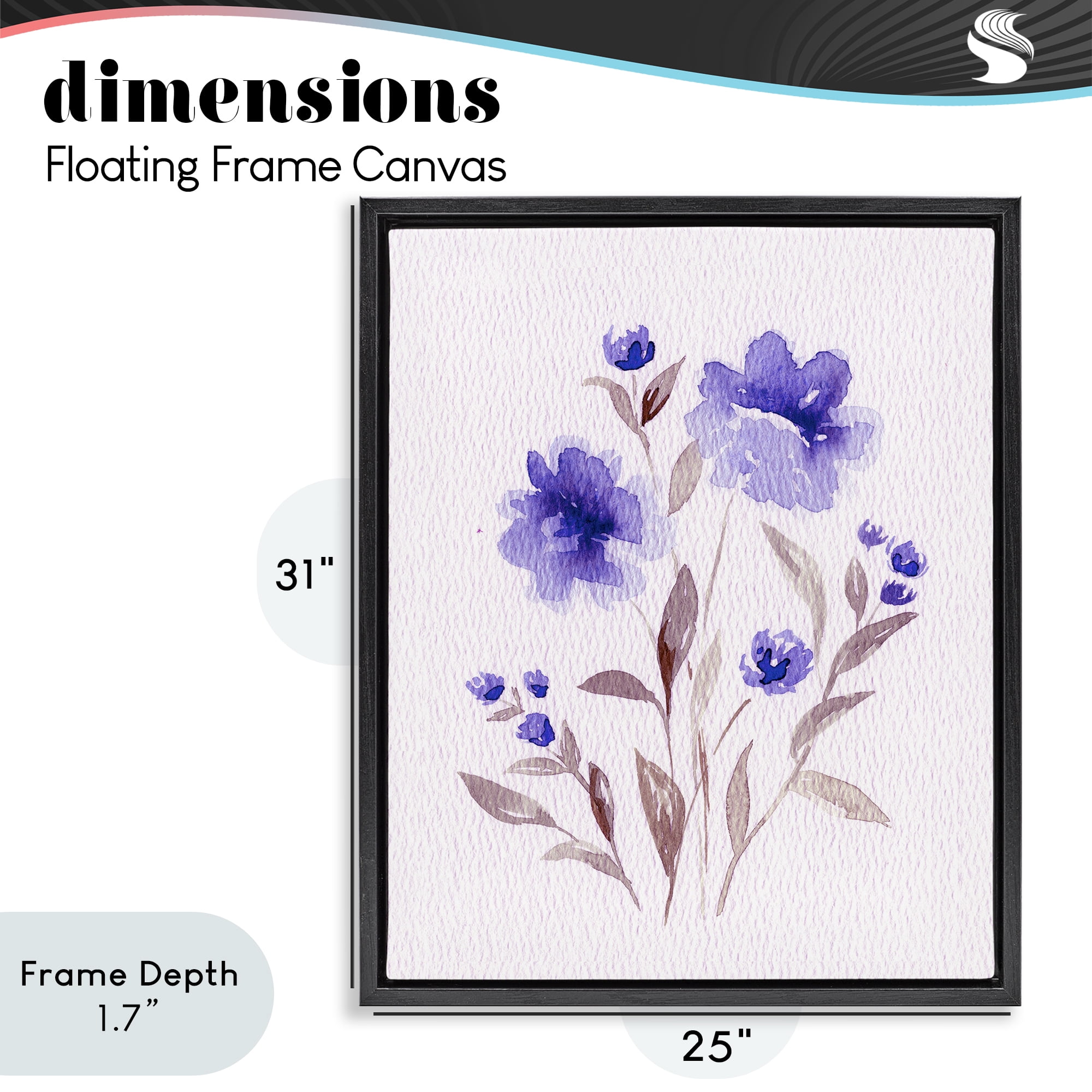 Stupell Industries Blooming Purple Flowers Black Framed Floater Canvas Wall Art, design by Leah Noel Art