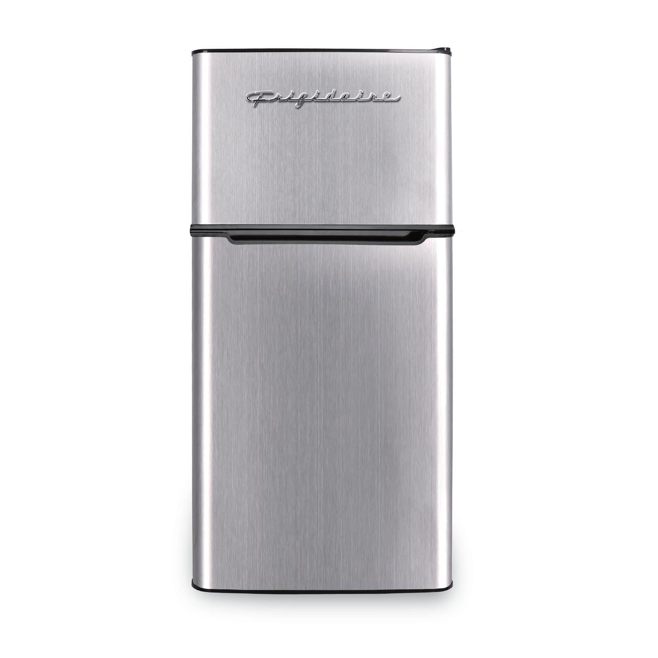 Frigidaire 4.5 Cu. ft. Compact Refrigerator with Freezer, 2-Door Mini Fridge for Apartment, Dorm, Office, Stainless Steel