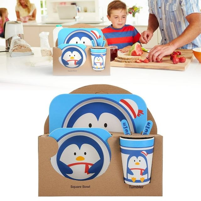 5Pcs/Set Kids Dinnerware Set Children Dishes Plate Bowl Cup Spoon Fork Set Dishware