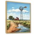 thumbnail image 2 of Designart "Green Coral Mills Windmill " Cityscapes Floater Framed Canvas Art Print, 2 of 7