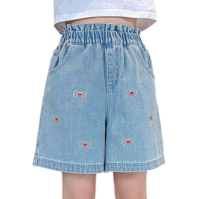 FYDUU Shorts en Jean pour Filles Shorts en Jean d'Été Mode Urbaine Mode Décontractée Shorts en Jean Tendance Vintage Shorts en Jean Taille Haute 5-6 Ans