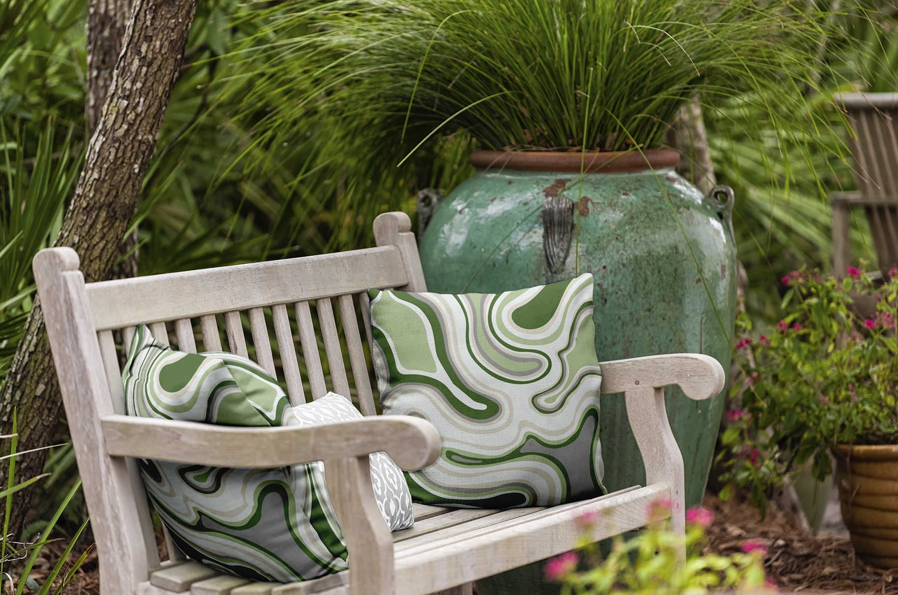 20" x 20" Simply Daisy Agate Polyester Indoor/Outdoor Pillow, Leaf Qty 1