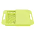 thumbnail image 1 of Retractable Plastic Cutting Chopping Board with Vegetable Drain Basket for Kitchen Olive Green s, 1 of 5