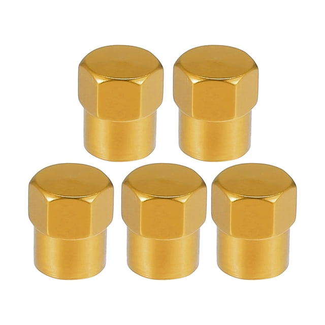 5 tapas universales para vástago de válvula de neumático Unique Bargains tono dorado