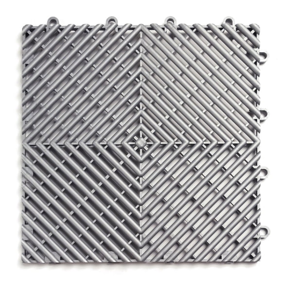 Big Floors RaceDeck Free-Flow Interlocking Garage Flooring Tiles Non-Slip Self-Draining Heavy-Duty High-Impact Copolymer Easy Install (12 Pack) Alloy