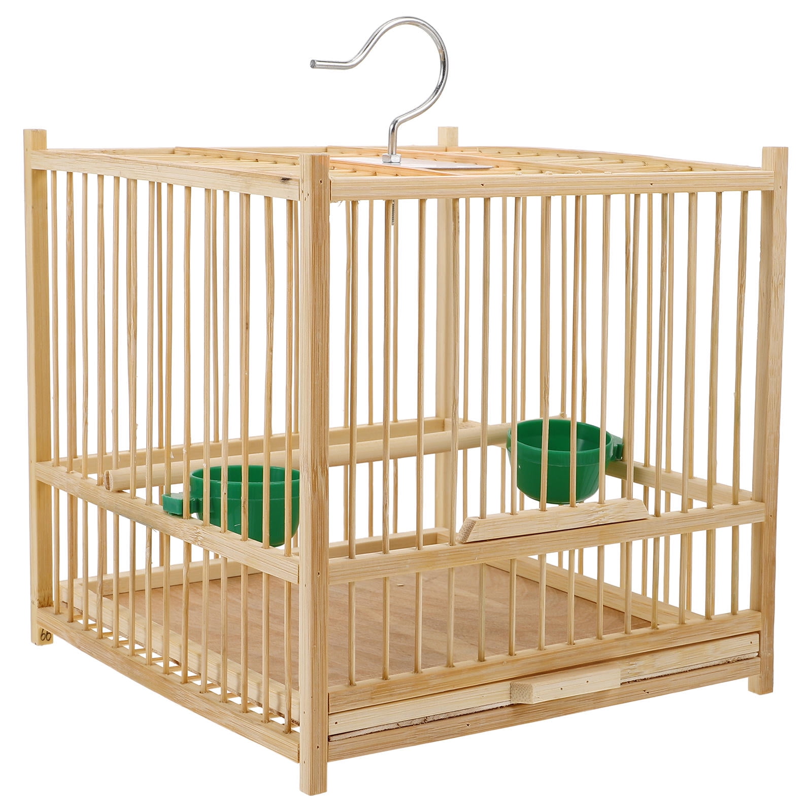 QIFULL 1 Bird Cage for Pet Animals Bamboo Parrot Cage with Round Thoughtful Design