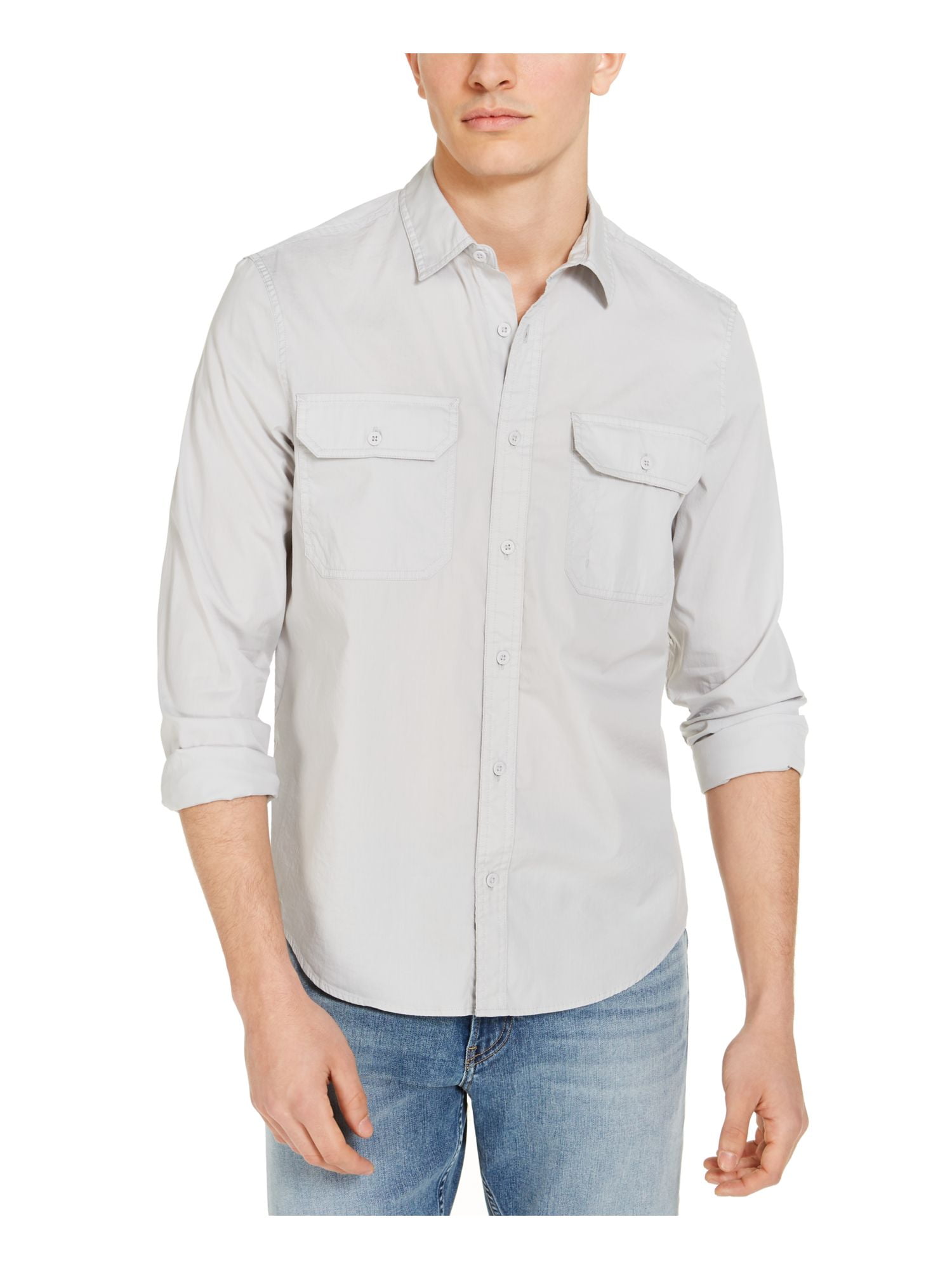 Details about   NWT INC Mens Zipper Pocket Collar Top Button-Down Shirt XS/M/L Q8 
