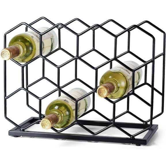 Countertop Wine Rack - 14 Bottle Freestanding Modern Gold Metal Small Wine Rack - Tabletop Wine Holder Stand for Cabinet, Pantry, Wine Bottle Storage