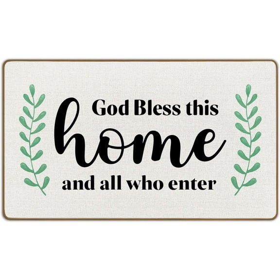 God Bless This Home and All Who Enter Mats for Front Door Entry Front Porch Doormat Non-Slip Carpet Rugs Floor Mat Decorative for Home Bathroom Kitchen Indoor 16x24 Inch