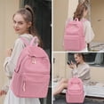 thumbnail image 2 of Mochila escolar BTOOP de pana para portátil de 17 pulgadas, color rosa, 2 of 8