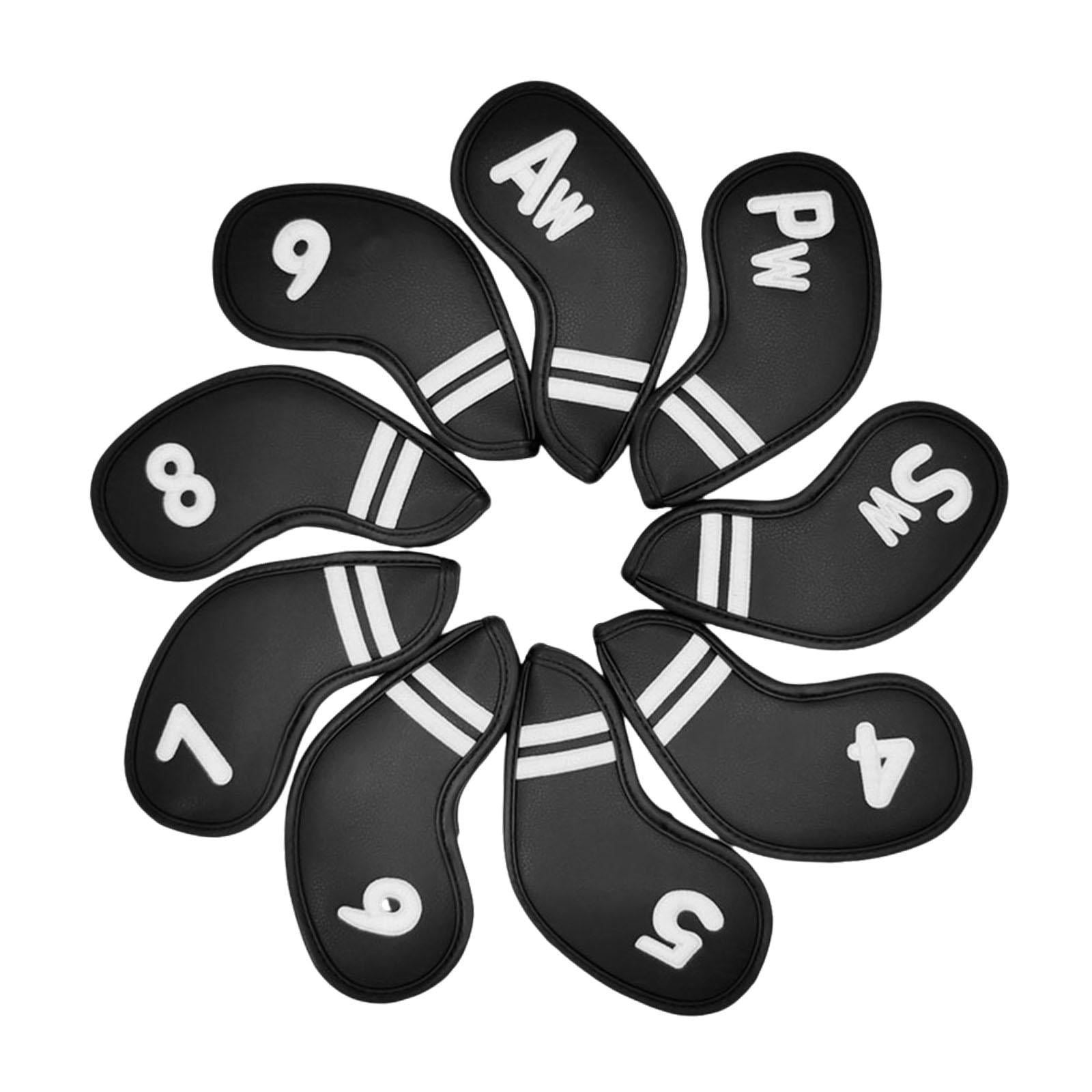 QccHieUs 9 Pcs Golf Club Head Covers, Mallet Putter Covers, Men's Protector, Premium black