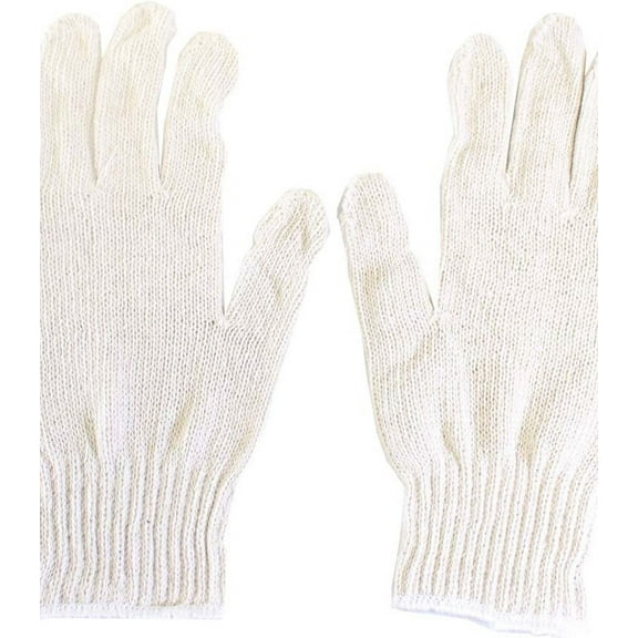 Cotton and Polyester Blend White Gloves - Men's Large