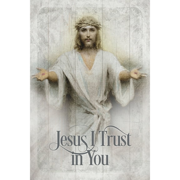 Dexsa Jesus I Trust In You Symbols of Faith Inspirational Wood Plaque 6 inches x 9 inches