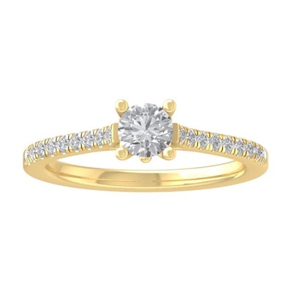 ARAIYA FINE JEWELRY 10K Yellow Gold Diamond Engagement Ring (3/4 cttw, I-J Color, I2-I3 Clarity) Size 5