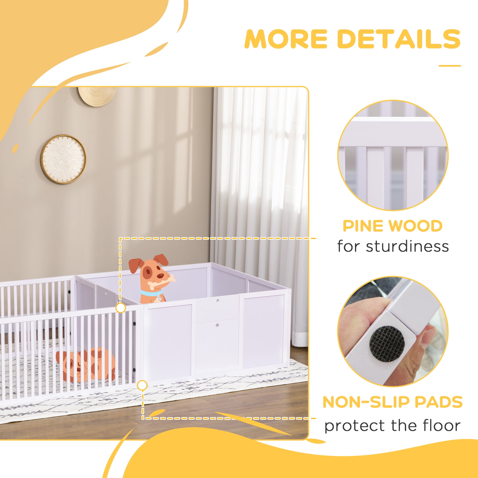 Luxvie Whelping Box for Dogs Built for Mother's Comfort, Dog Whelping Pen with Removable Doors, Puppy Playpen for Indoors, Newborn Puppy Supplies & Essentials, 81" x 39" x 20", White