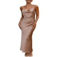 thumbnail image 1 of Long Solid Color Dress with Spaghetti Straps for Women, 1 of 5
