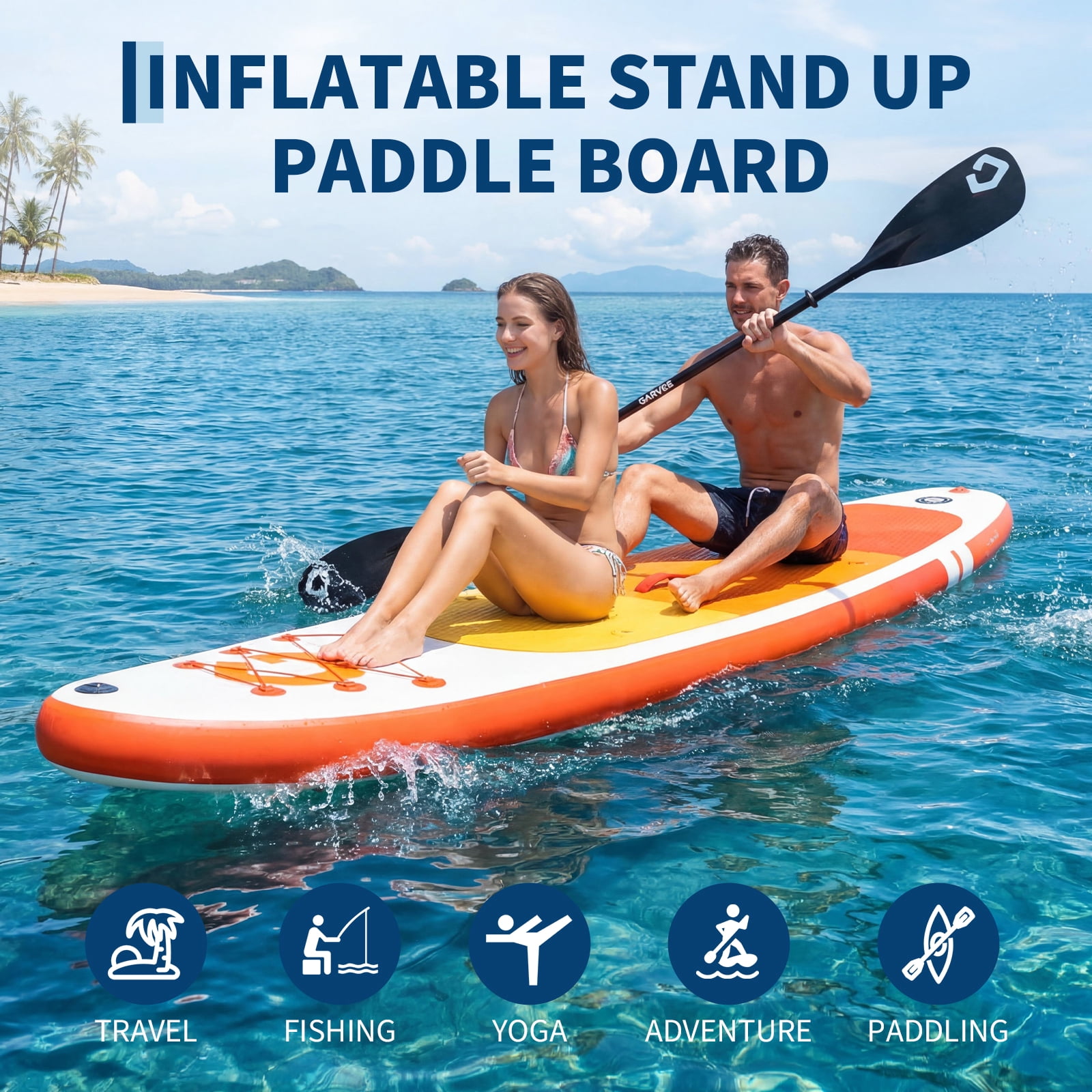 Garvee 12ft Inflatable Stand Up Paddle Board with Premium SUP Accessories,400 lb Capacity,Orange