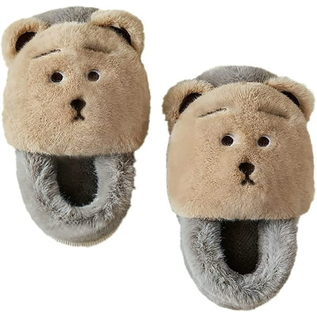 

CoCopeaunts Kid\‘s Winter Slippers Warm Fluffy House Shoes Non-Slip Thick Bottom Boys Girls Cotton Slippers